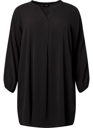 Zizzi Langærmet kjole med v-udskæring, Black, Packshot image number 0