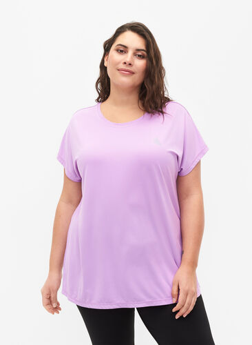 Zizzi Kortærmet trænings t-shirt, African Violet, Model image number 0