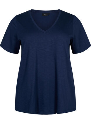 Zizzi Kortærmet basis t-shirt med v-hals, Navy Blazer, Packshot image number 0