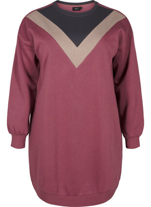 Zizzi Lang sweatshirt med colorblock, Rose B. Color Block, Packshot image number 0