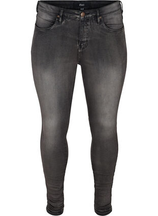 Zizzi Super slim Amy jeans med høj talje, Dark Grey Denim, Packshot image number 0