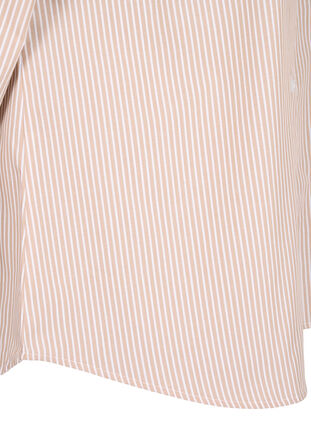 Zizzi Stribet skjortebluse med flæser, Silver Mink Stripe, Packshot image number 3