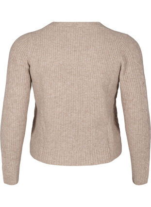 Zizzi Strikket cardigan med bindedetaljer, Simply Taupe Mel., Packshot image number 1