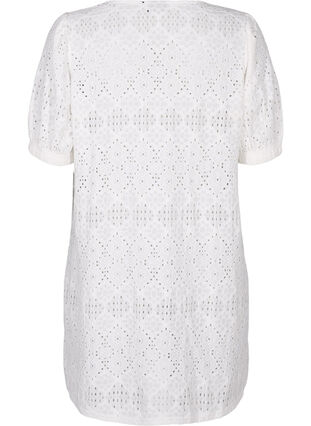 Zizzi Kort kjole med v-hals og hulmønster, Bright White, Packshot image number 1