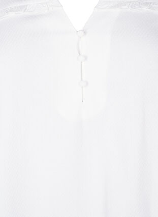 Zizzi Viskosebluse med smock og flæsedetalje, Bright White, Packshot image number 2