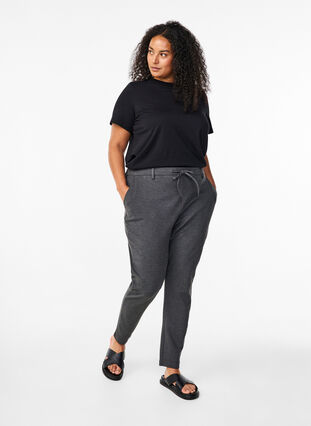 Zizzi Cropped Maddison bukser, Dark Grey Melange, Model image number 0