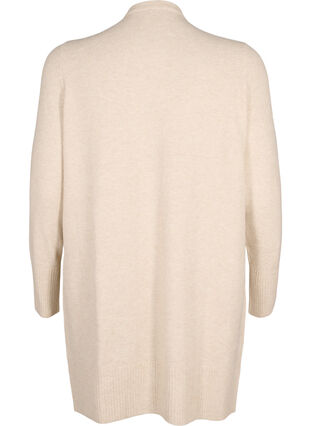 Zizzi Meleret strik cardigan med lommer, Pumice Stone Mel., Packshot image number 1