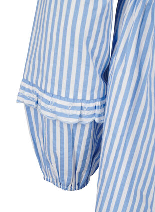Zizzi Stribet bluse med åben front og broderidetaljer, C. Blue White Stripe, Packshot image number 3