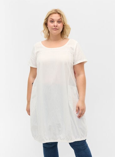 Victor Vælg Tremble Kortærmet kjole i bomuld - Hvid - Str. 42-60 - Zizzi