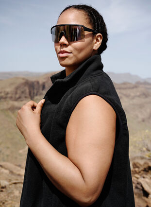 Zizzi Fleece vest med lommer, Black, Image image number 0