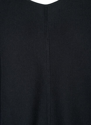 Zizzi Strikbluse med 3/4 ærmer, Black, Packshot image number 2