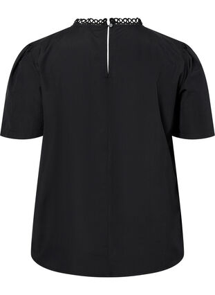 Zizzi Bluse med broderi anglaise og 1/2 ærmer, Black, Packshot image number 1