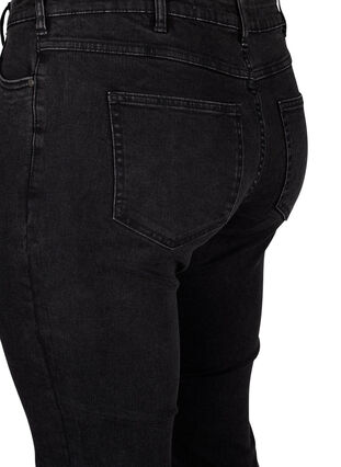 Zizzi Cropped Emily jeans med rå kant forneden, Dark Grey Denim, Packshot image number 3