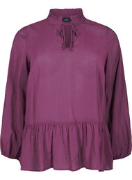 Viskose bluse med peplum, Potent Purple