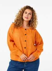 Ribstrikket cardigan med knapper, Marmelade Mel., Model