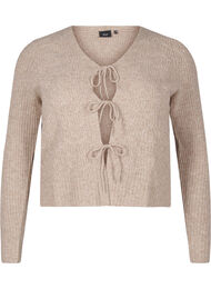 Strikket cardigan med bindedetaljer, Simply Taupe Mel., Packshot