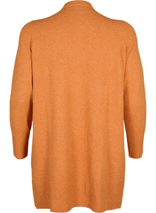 Zizzi Meleret strik cardigan med lommer, Marmelade White Mel., Packshot image number 1