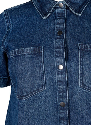 Zizzi Lang denimskjorte med korte ærmer, Blue Denim, Packshot image number 2