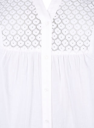 Zizzi FLASH - Skjortebluse med crochetdetalje, Bright White, Packshot image number 2