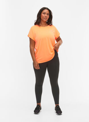 Zizzi Kortærmet trænings t-shirt, Neon Orange, Model image number 2