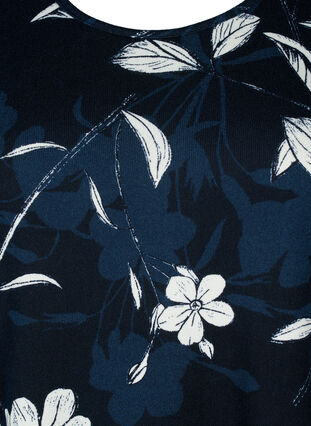 Zizzi Blomstret bluse med lange ærmer, Navy B. Flower AOP, Packshot image number 2