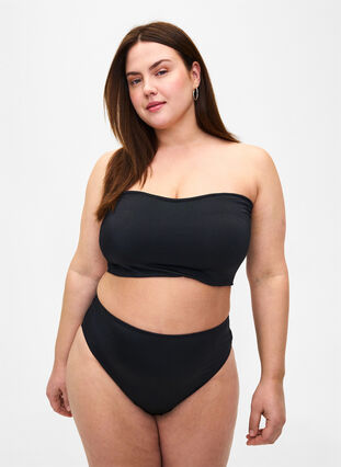 Zizzi Ensfarvet bikiniunderdel med regulær talje, Black, Model image number 0