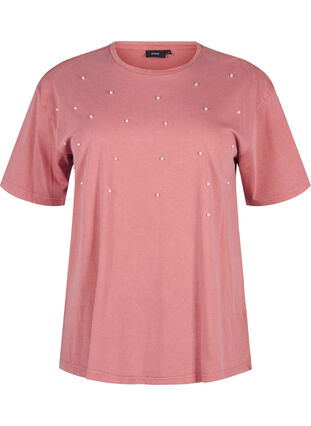 Zizzi T-shirt med perler, Heather Rose Washed, Packshot image number 0