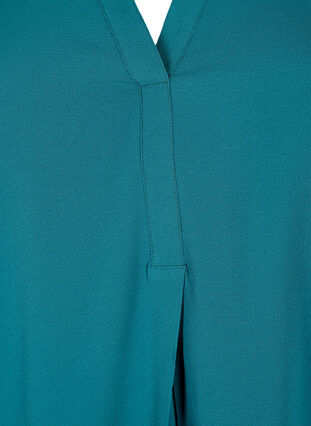 Zizzi Ensfarvet bluse med v-hals, Deep Teal, Packshot image number 2