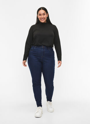 Zizzi FLASH - Langærmet bluse med turtleneck, Black, Model image number 2