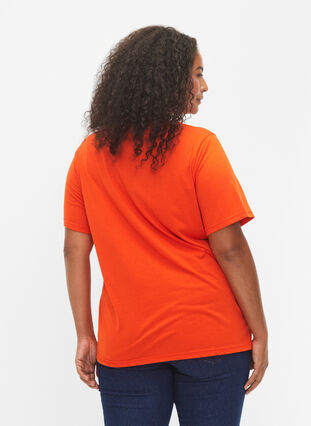 Zizzi FLASH - T-shirt med motiv, Orange.com, Model image number 1