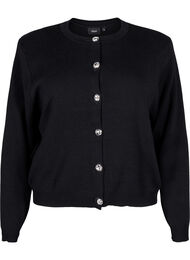 Strikcardigan med dekorative knapper, Black