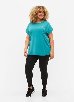 Zizzi Kortærmet trænings t-shirt, Green-Blue Slate, Model image number 2