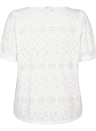 Zizzi Kortærmet bluse med hulmønster, Bright White, Packshot image number 1