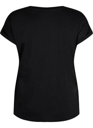 Zizzi Kortærmet t-shirt i bomuldsblanding, Black, Packshot image number 1