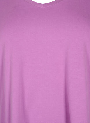 Zizzi Ensfarvet basis t-shirt i bomuld, Iris Orchid, Packshot image number 2