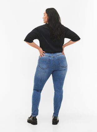 Zizzi Amy jeans med høj talje og super slim fit, Blue denim, Model image number 1
