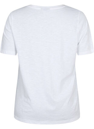 Zizzi Kortærmet basis t-shirt med v-hals, Bright White, Packshot image number 1