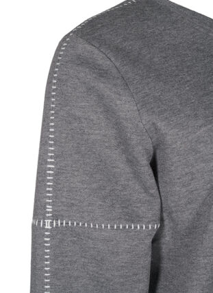 Zizzi Sweatshirt med kontrastsyninger, Medium Grey Mél, Packshot image number 3