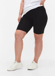 Ensfarvede basis cykelshorts, Black, Model