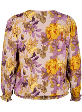 Zizzi Smockbluse med blomsterprint, Purple Flower, Packshot image number 1