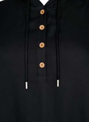 Zizzi Viskose tunika med hætte, Black, Packshot image number 2