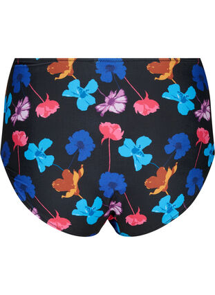 Zizzi Bikini underdel med print og høj talje , Black Flower AOP, Packshot image number 1