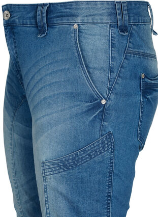 Zizzi Slim fit capri jeans med lommer, Light blue denim, Packshot image number 2