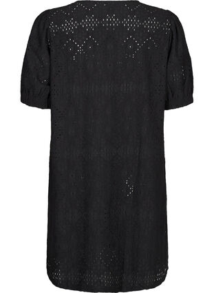 Zizzi Kort kjole med v-hals og hulmønster, Black, Packshot image number 1