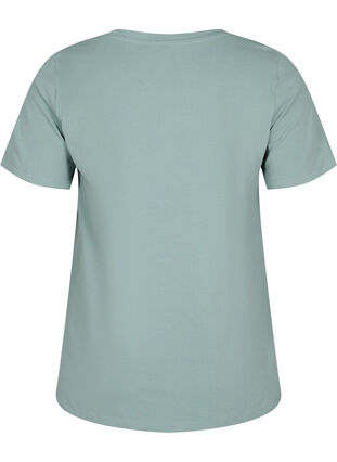 Zizzi Ensfarvet basis t-shirt i bomuld, Chinois Green, Packshot image number 1