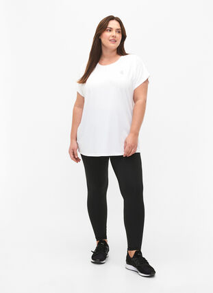 Zizzi Kortærmet trænings t-shirt, Bright White, Model image number 2