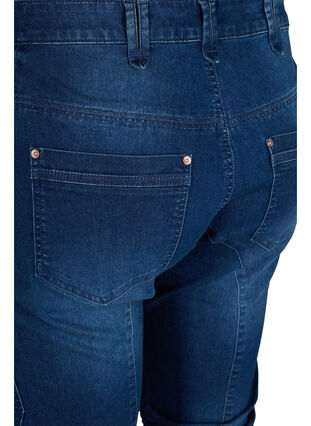 Zizzi Slim fit capri jeans med lommer, Dark blue denim, Packshot image number 3