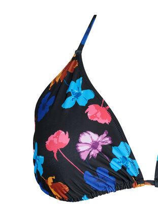 Zizzi Trekants bikini bh med print, Black Flower AOP, Packshot image number 2