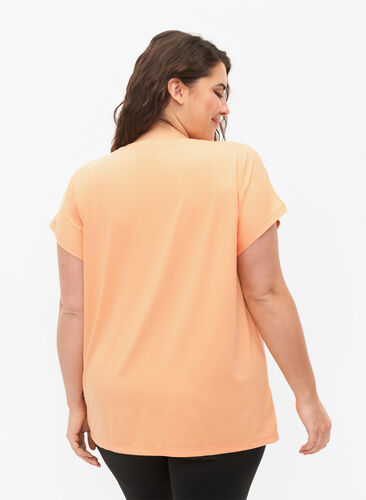 Zizzi Kortærmet trænings t-shirt, Apricot Nectar, Model image number 1
