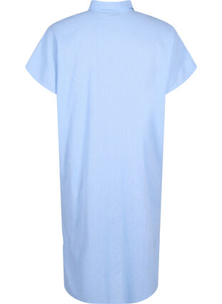 Zizzi Lang skjorte i bomuldsmix med hør , Serenity, Packshot image number 1
